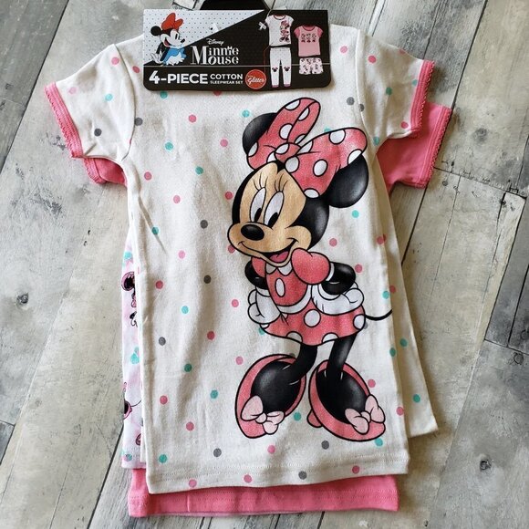 NWT - Disney Minnie Mouse  Kids' 4-piece Cotton Pajamas - Size 4T - Picture 2 of 5